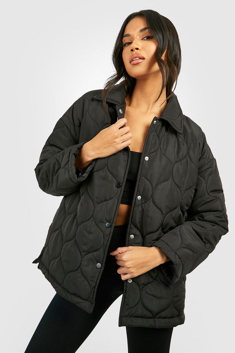 Women's Wave Quilted Oversized Puffer Jacket | Boohoo UK