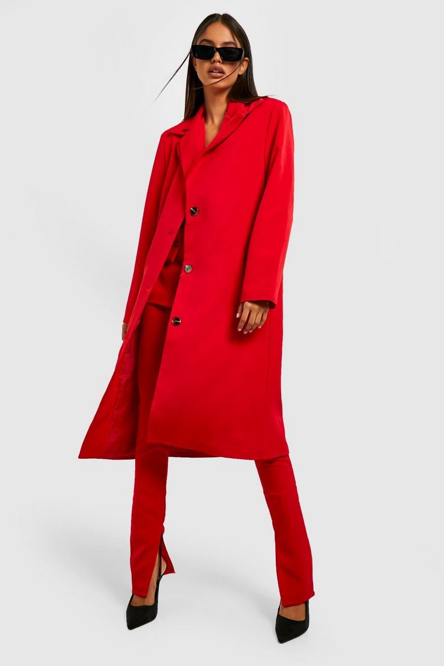 Red Oversized Tailored Detail Coat image number 1