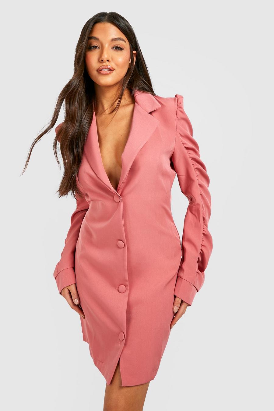 Spice Ruched Sleeve Tailored Blazer Dress