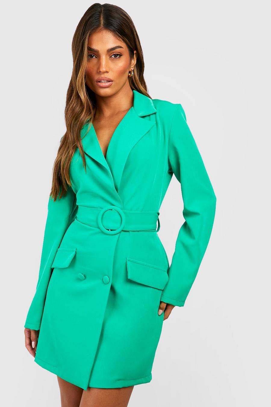 Bright green Long Sleeve Belted Blazer Dress image number 1