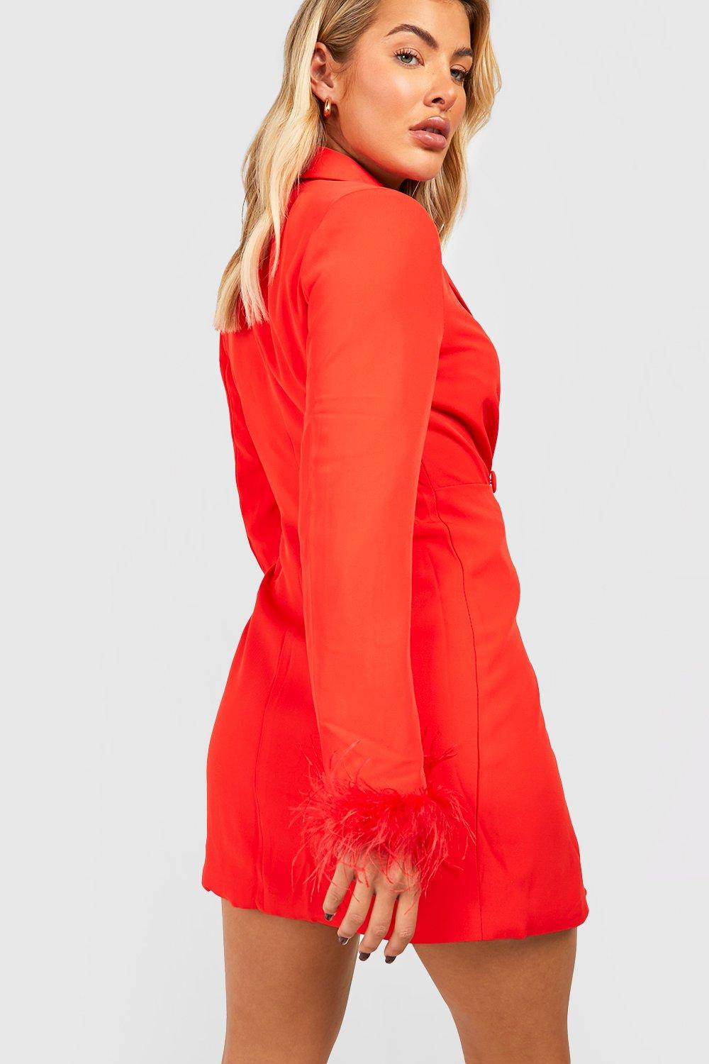 Boohoo red hot sale blazer dress