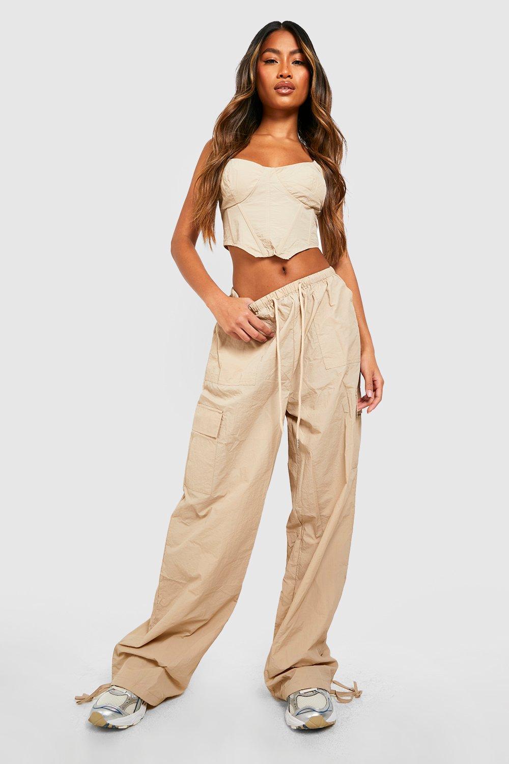 Nylon Ripstop Parachute Pants - Beige