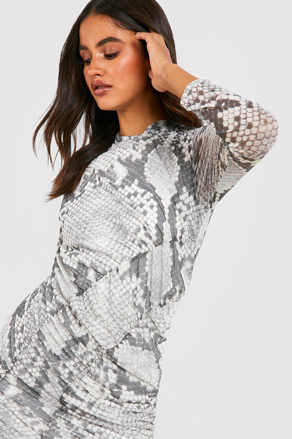 Snakeskin shirt dress on sale boohoo