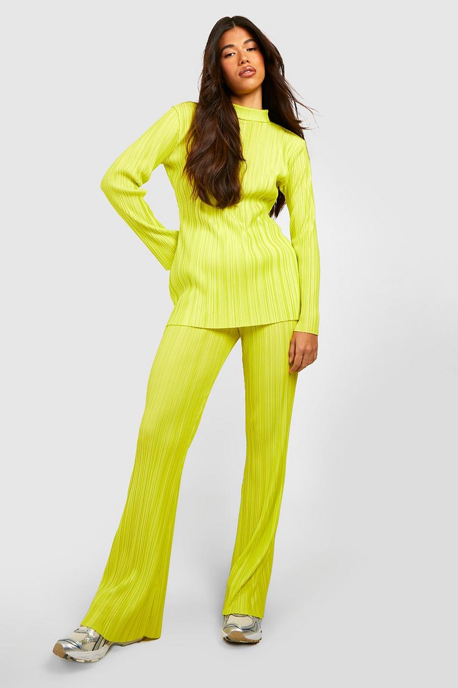 Yellow gul Plisse Oversized High Neck Top image number 1