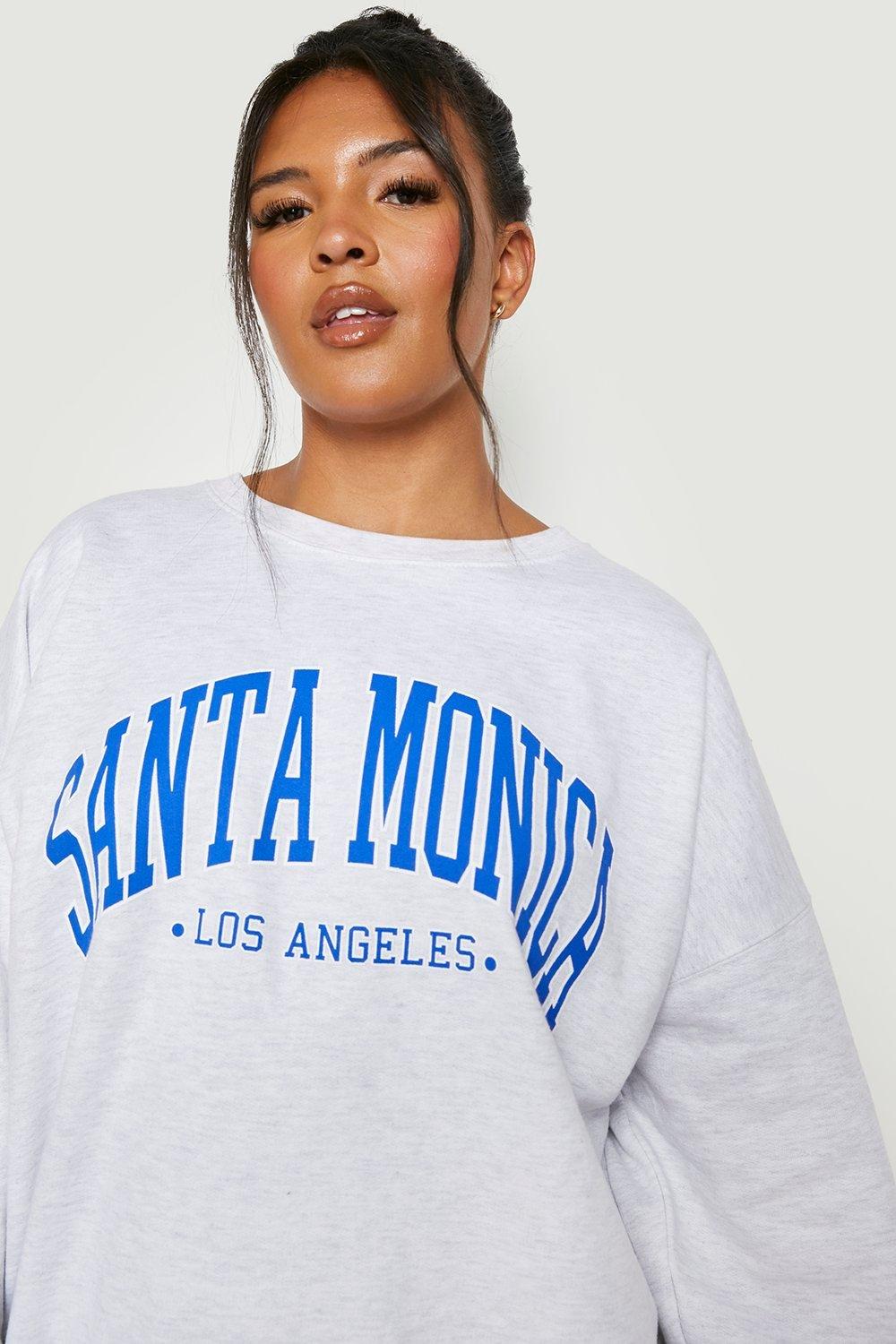 Dårlig skæbne picnic I hele verden Plus Santa Monica Slogan Oversized Sweatshirt | boohoo
