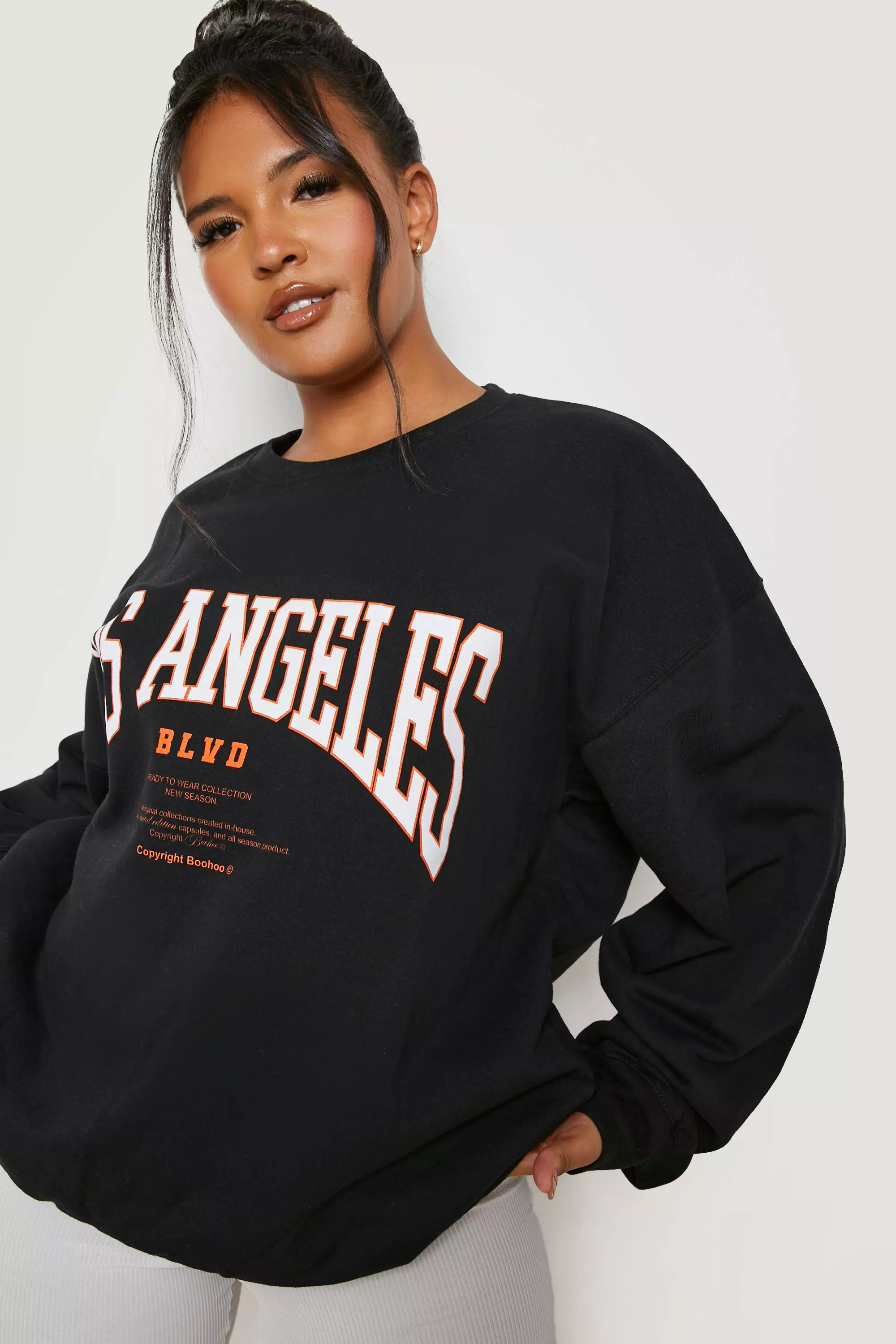 Black Los Angeles Slogan Oversized T Shirt