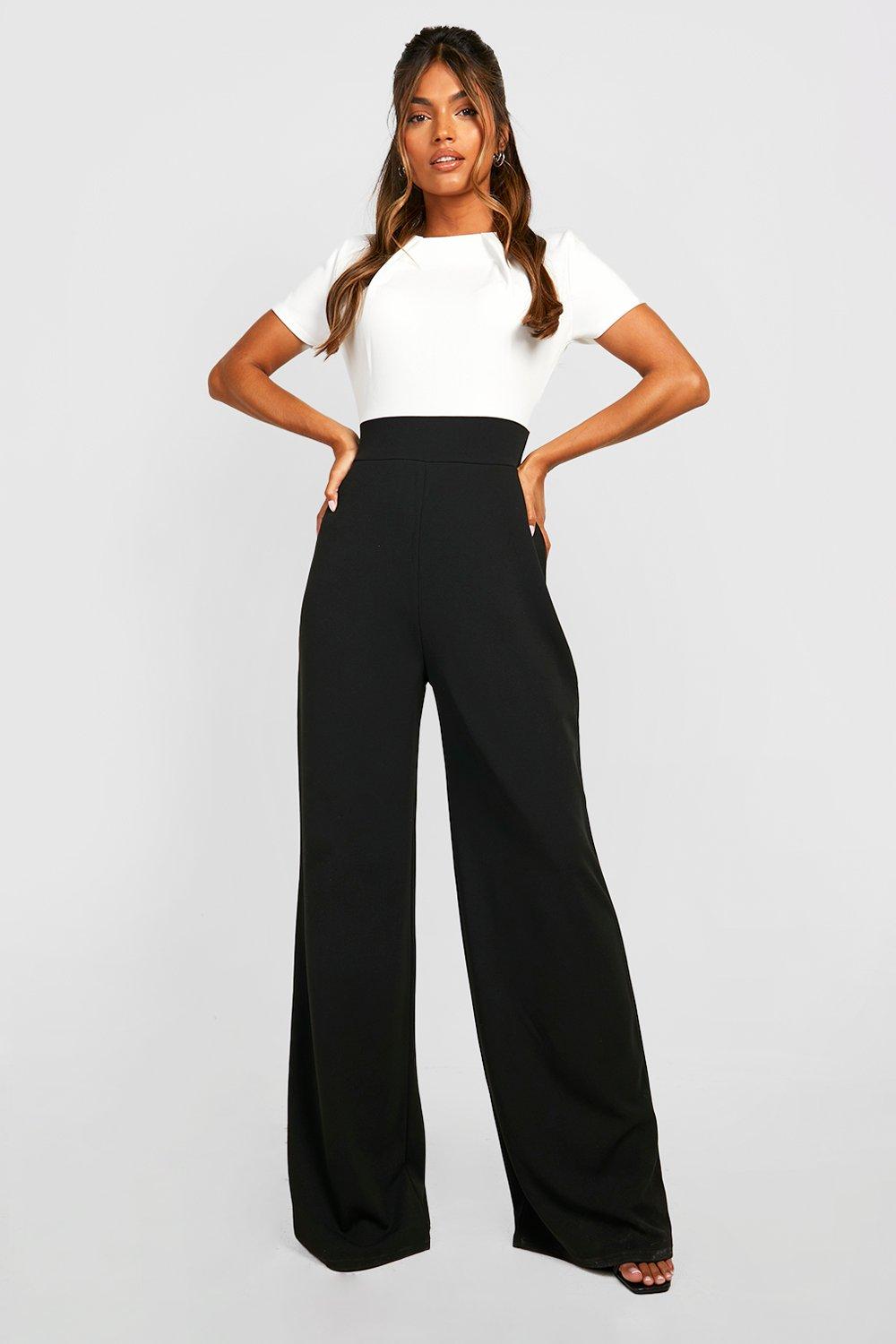 Boohoo black best sale and white jumpsuit