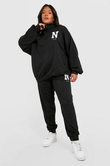 Plus New York Half Zip Sweater Tracksuit black