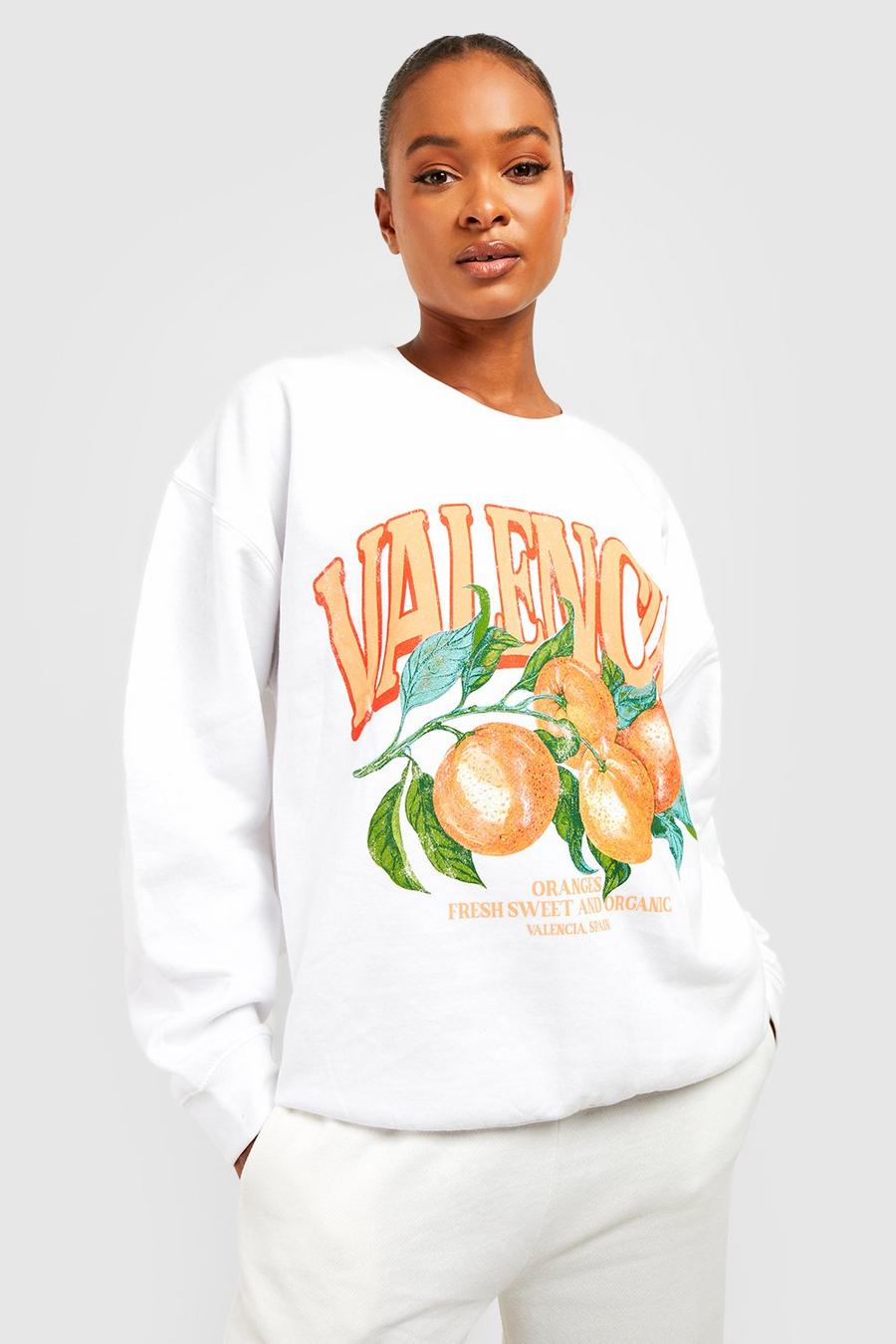 Tall Sweatshirt mit Valencia Orangen-Print, White blanc
