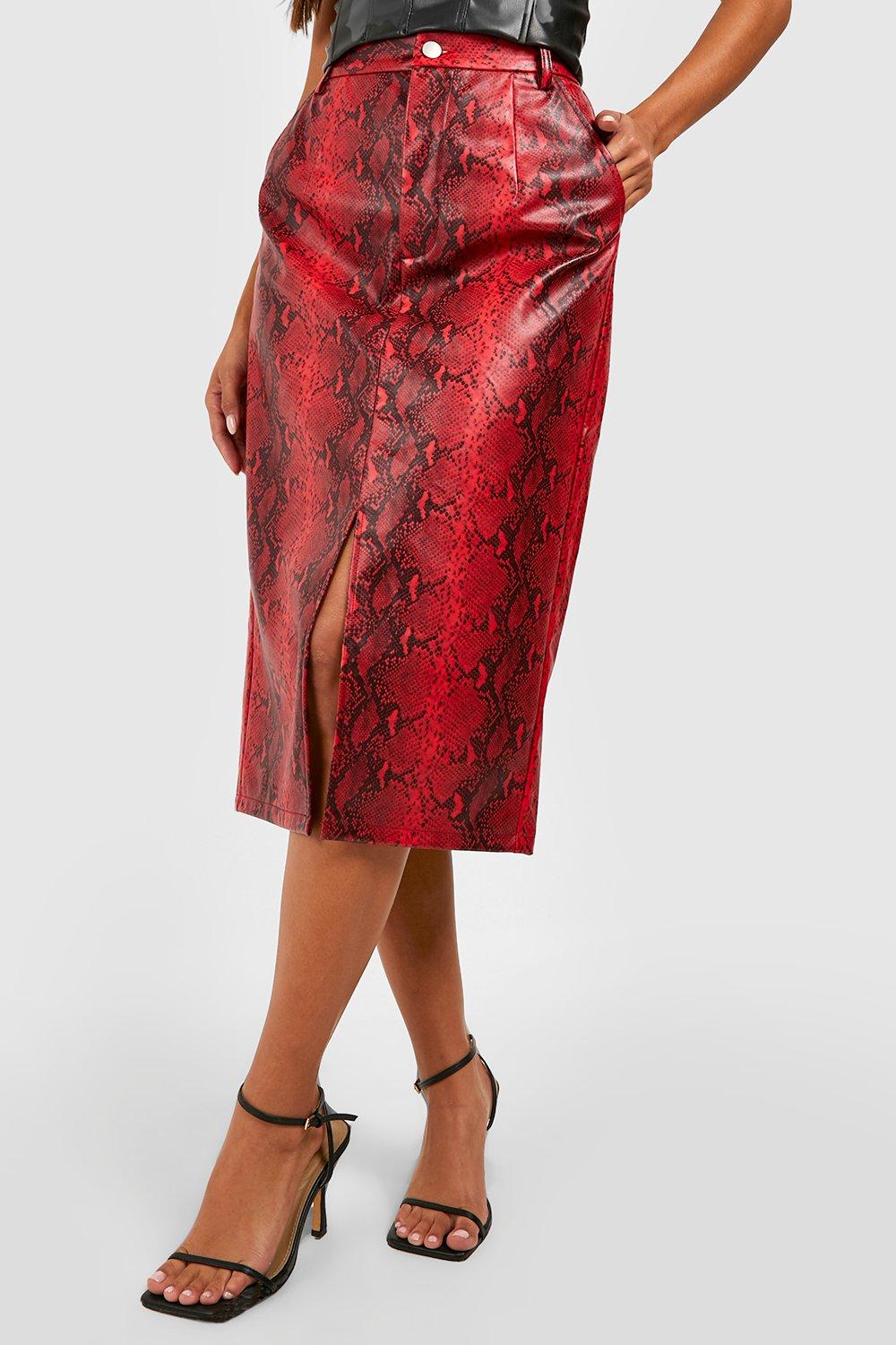 Tibi python faux outlet leather pencil skirt