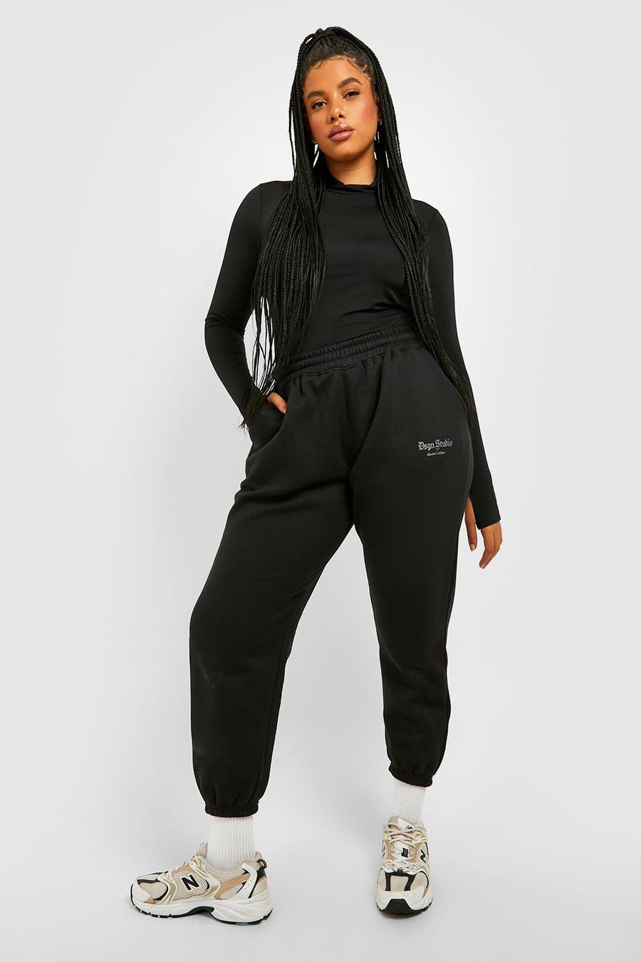 Pantalón deportivo Plus oversize con estampado reflectante, Black negro