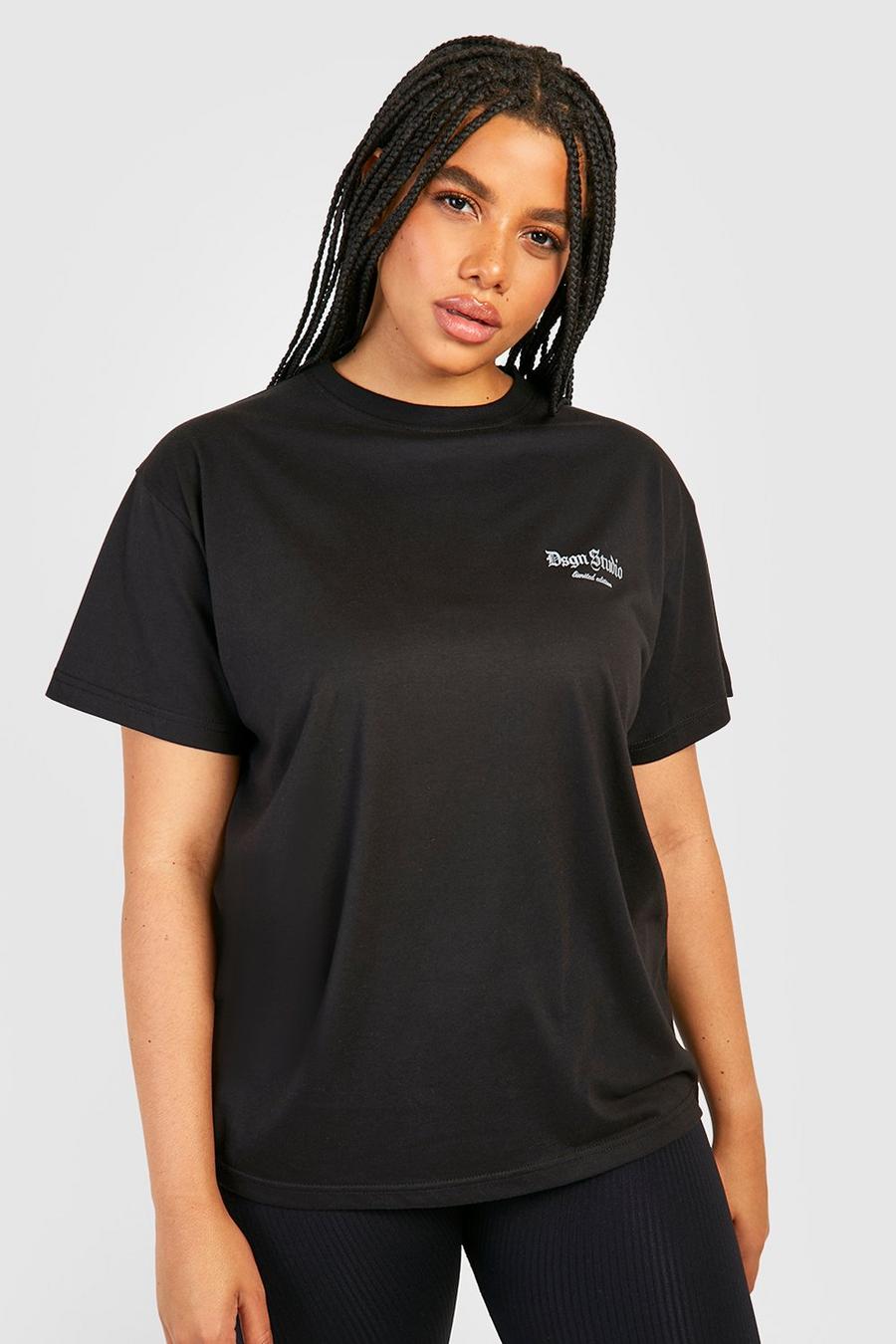 Grande taille - T-shirt oversize à imprimé réfléchissant, Black image number 1