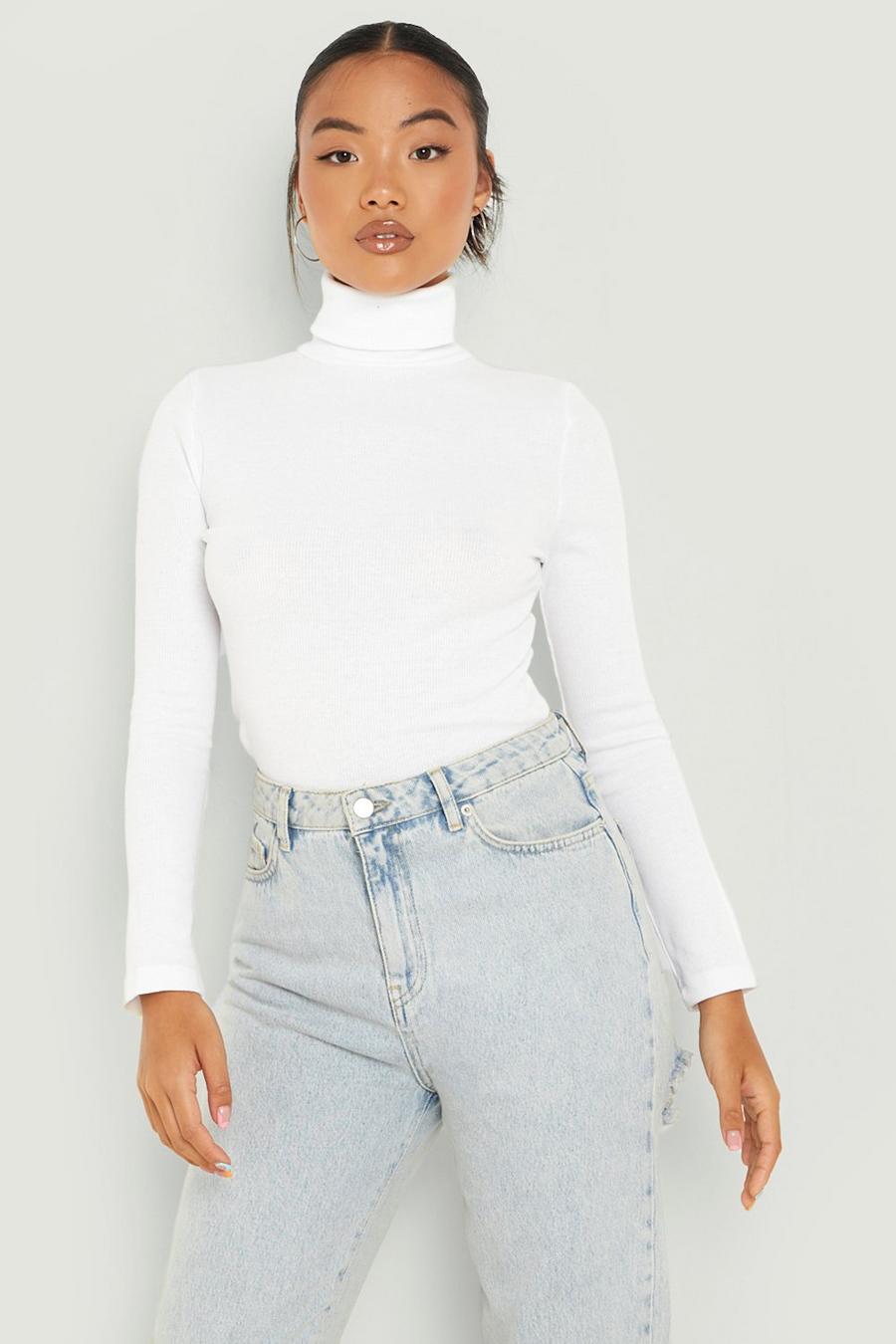 White Petite Roll Neck Top image number 1