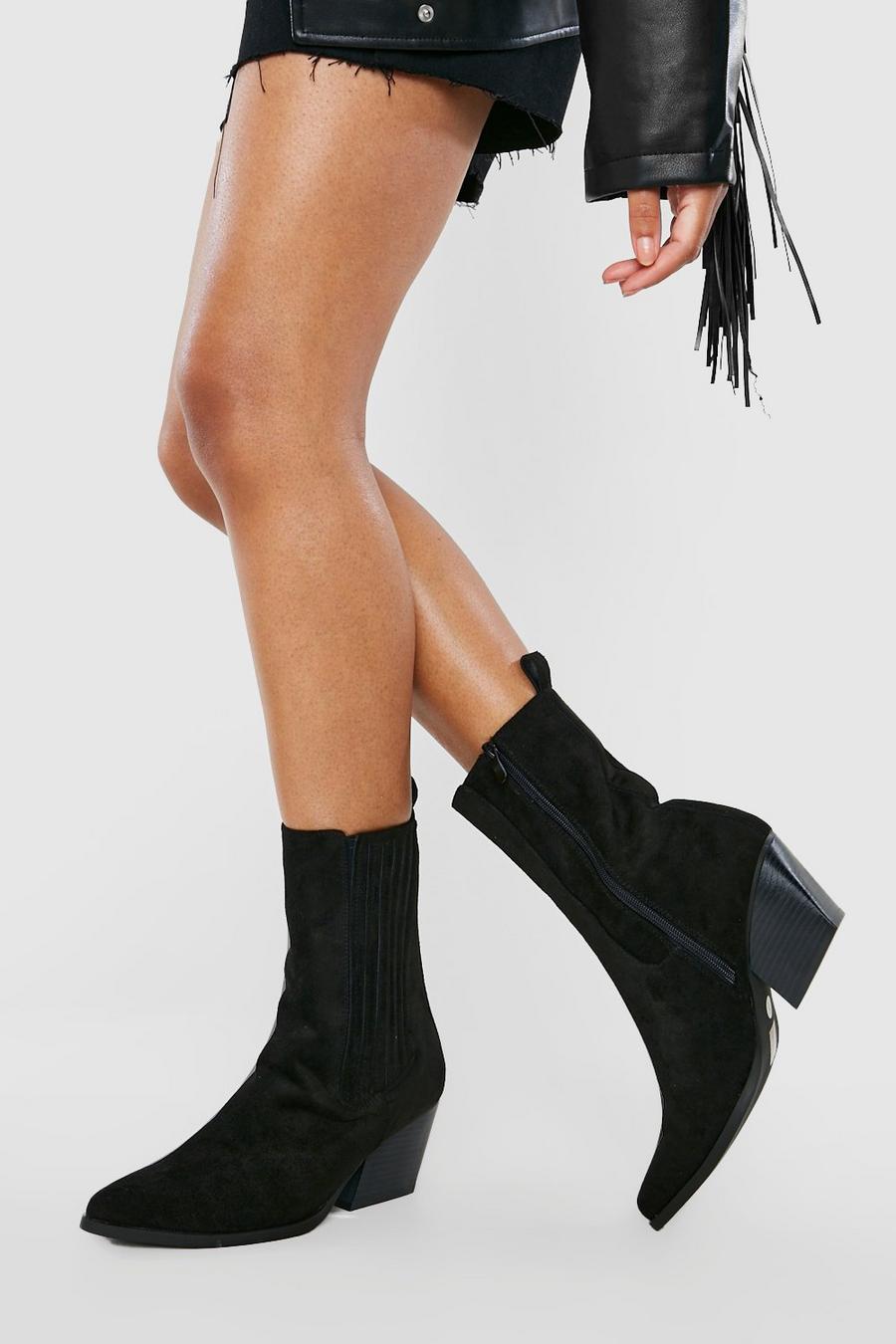 Black negro Western Cowboy Ankle Boots