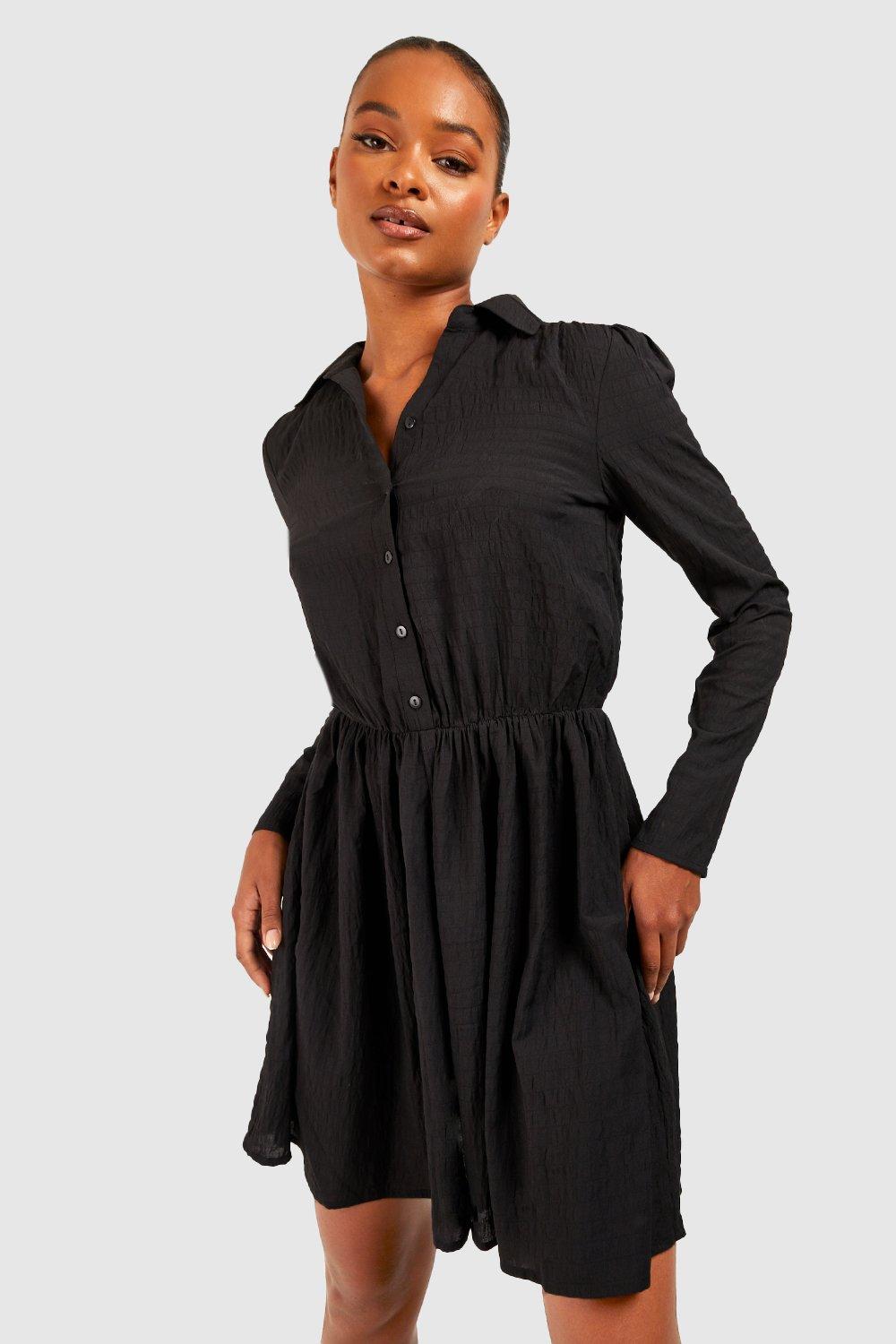 Black skater store shirt dress