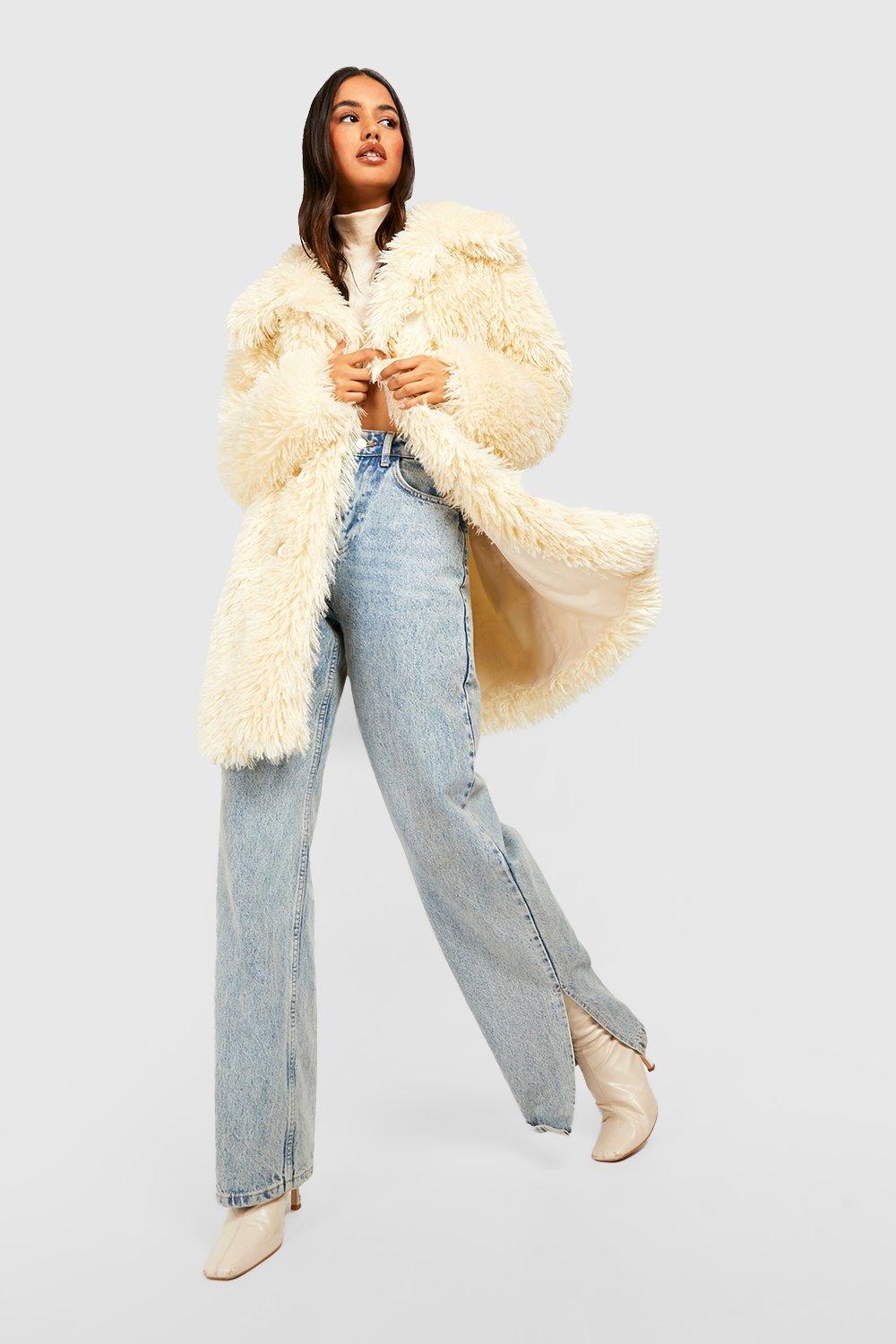 Oversized Faux Fur Detail Coat