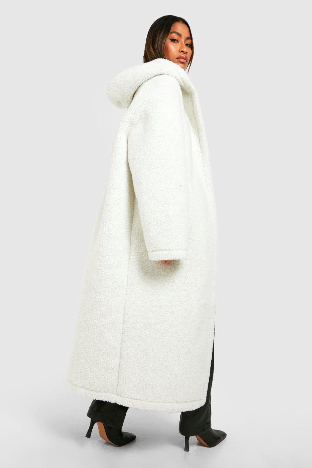 Missguided white 2024 teddy coat