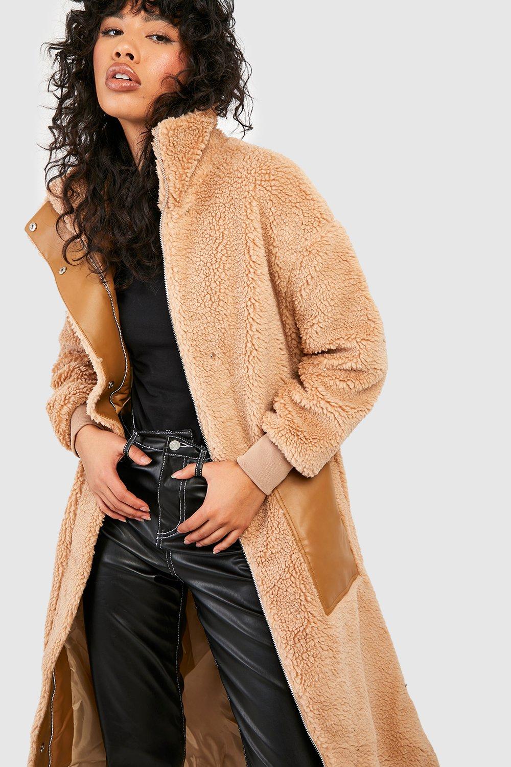 Petite longline hot sale teddy coat