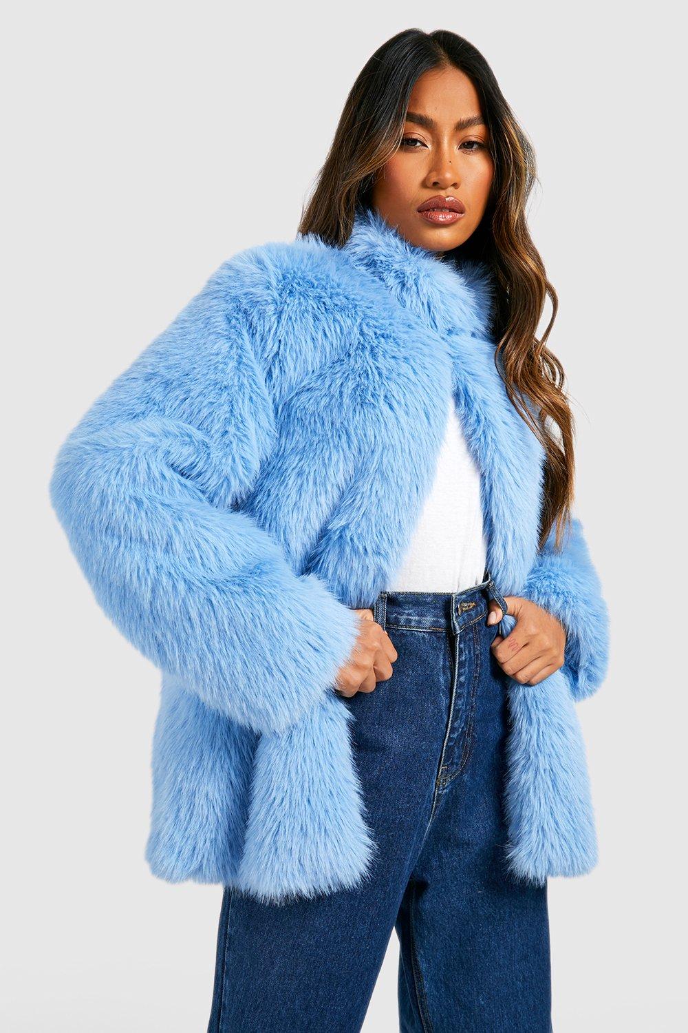 Blue faux clearance coat