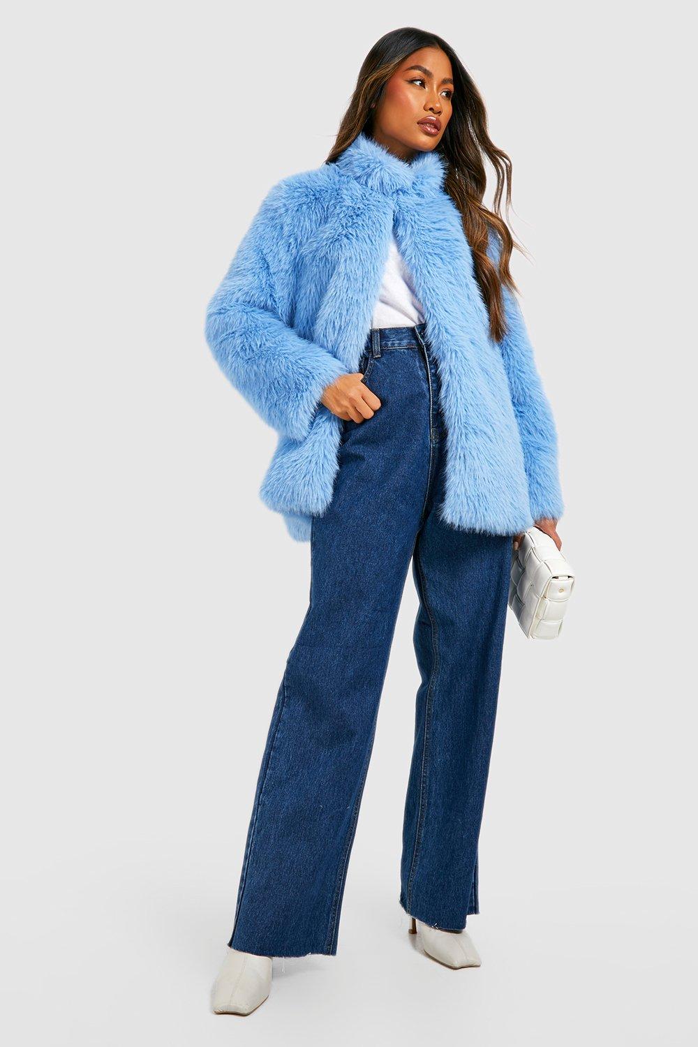 Light blue fuzzy clearance jacket