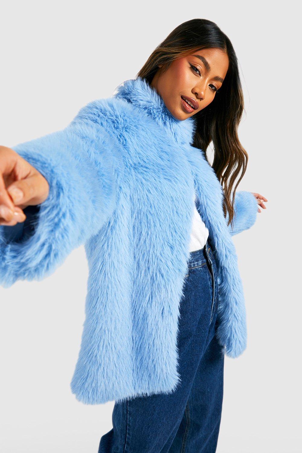 Light blue fur on sale coat