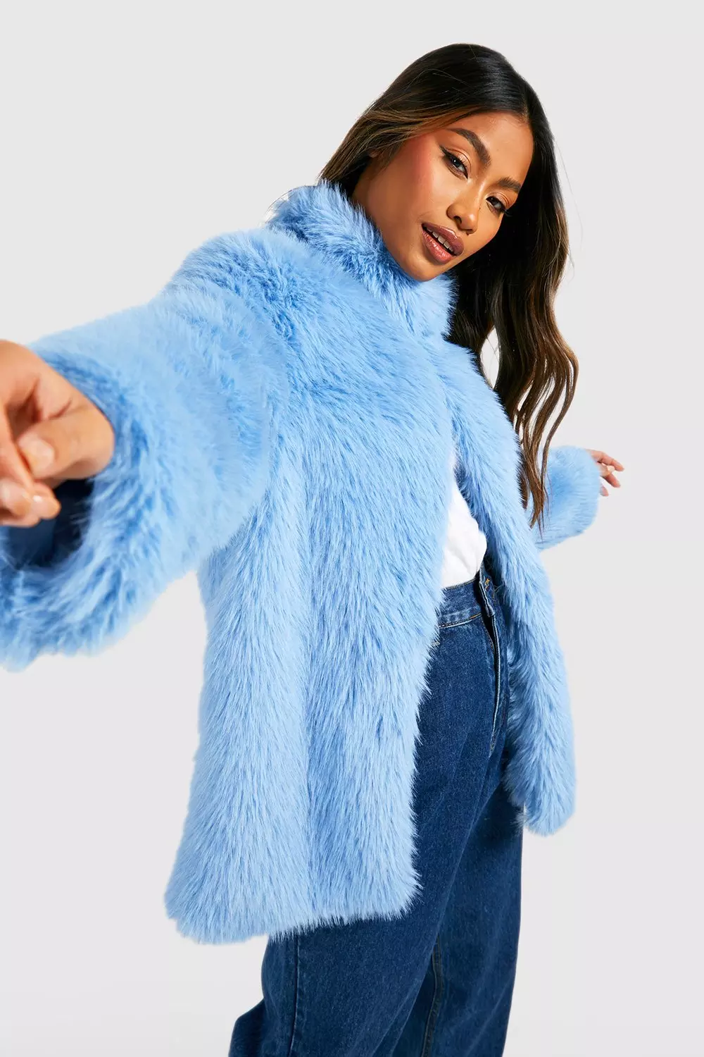 Blue shop faux jacket