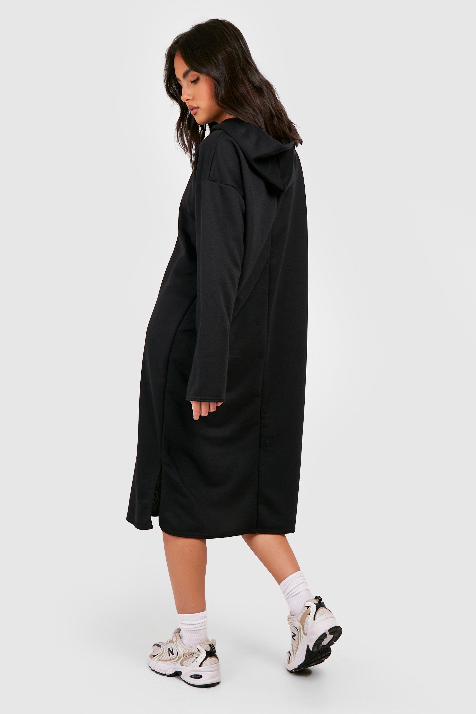 Oversized Longline Hooded Sweatshirt Dress