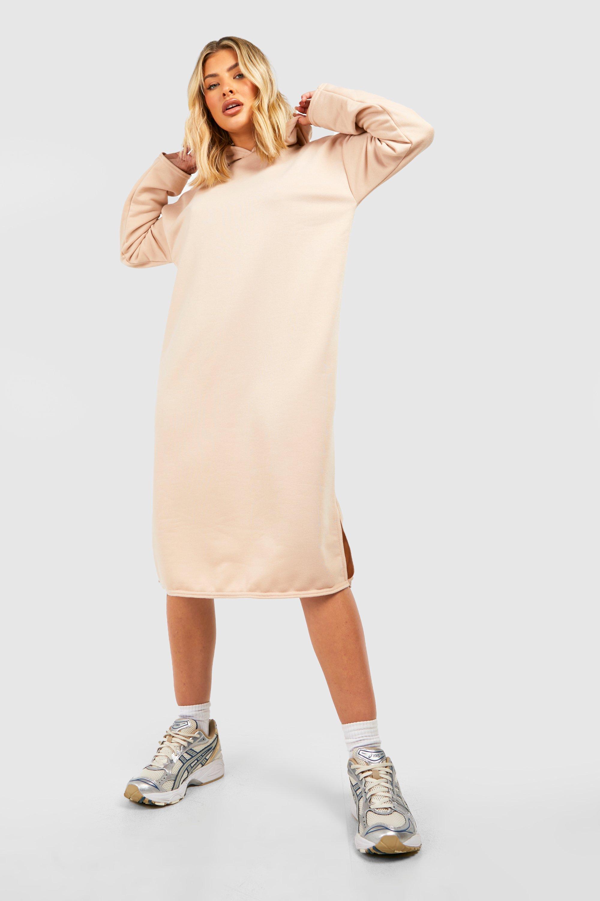 Oversized Longline Hooded Sweatshirt Dress boohoo NO