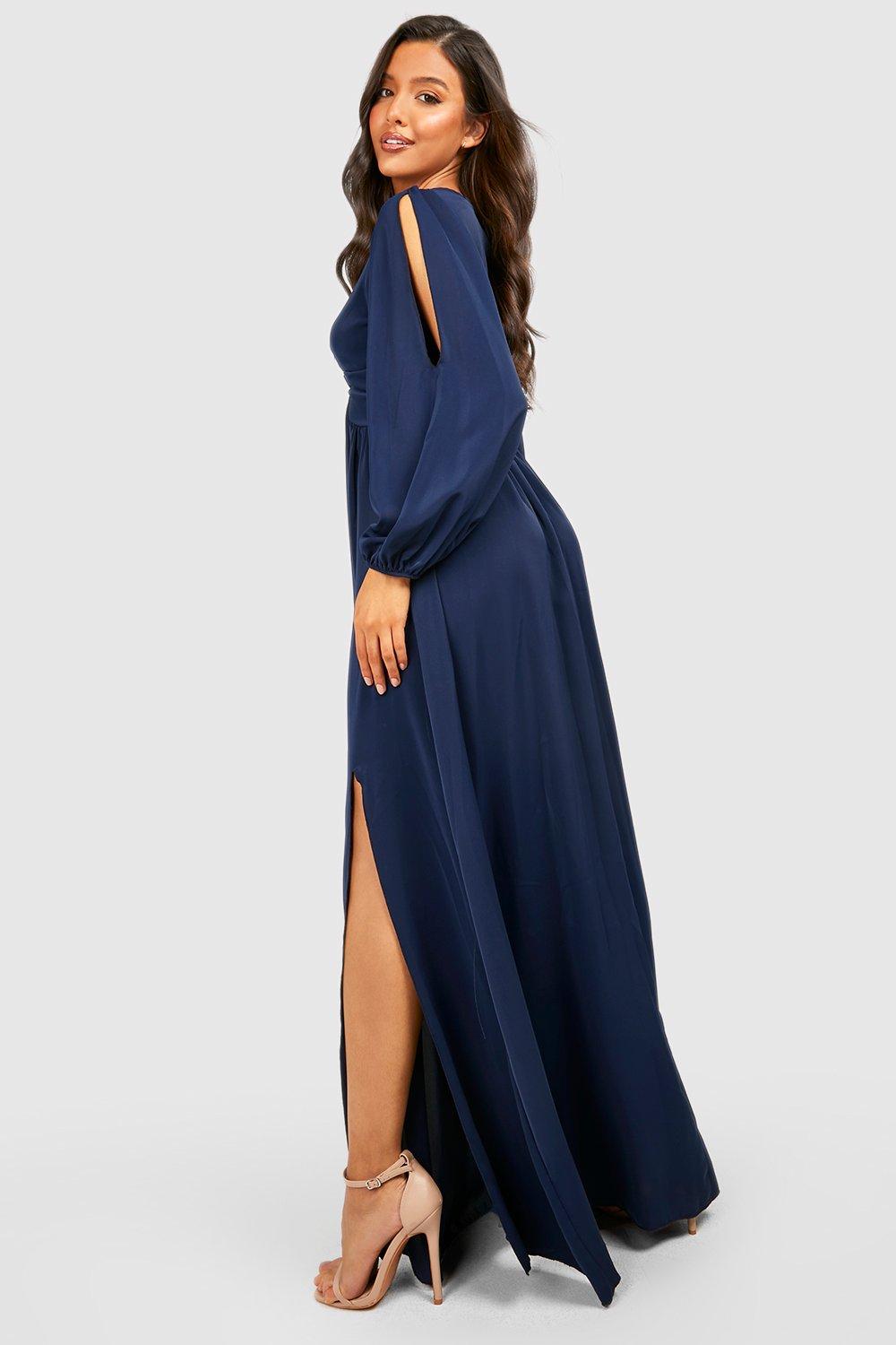 Long sleeve dress with split hotsell