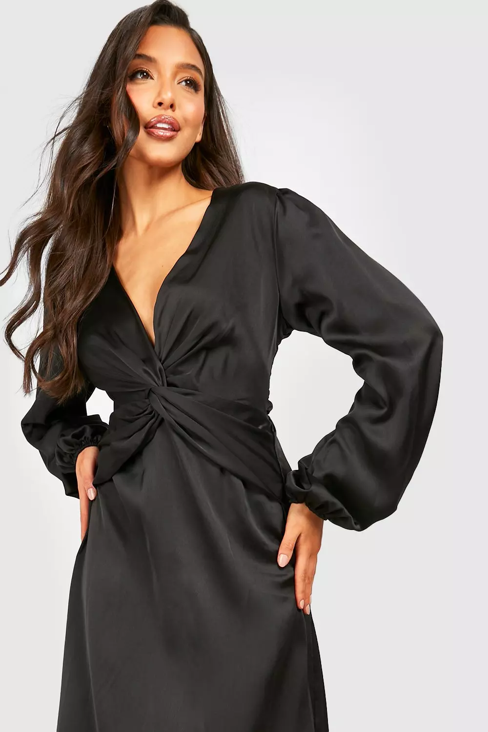 Boohoo twist detail skater dress store