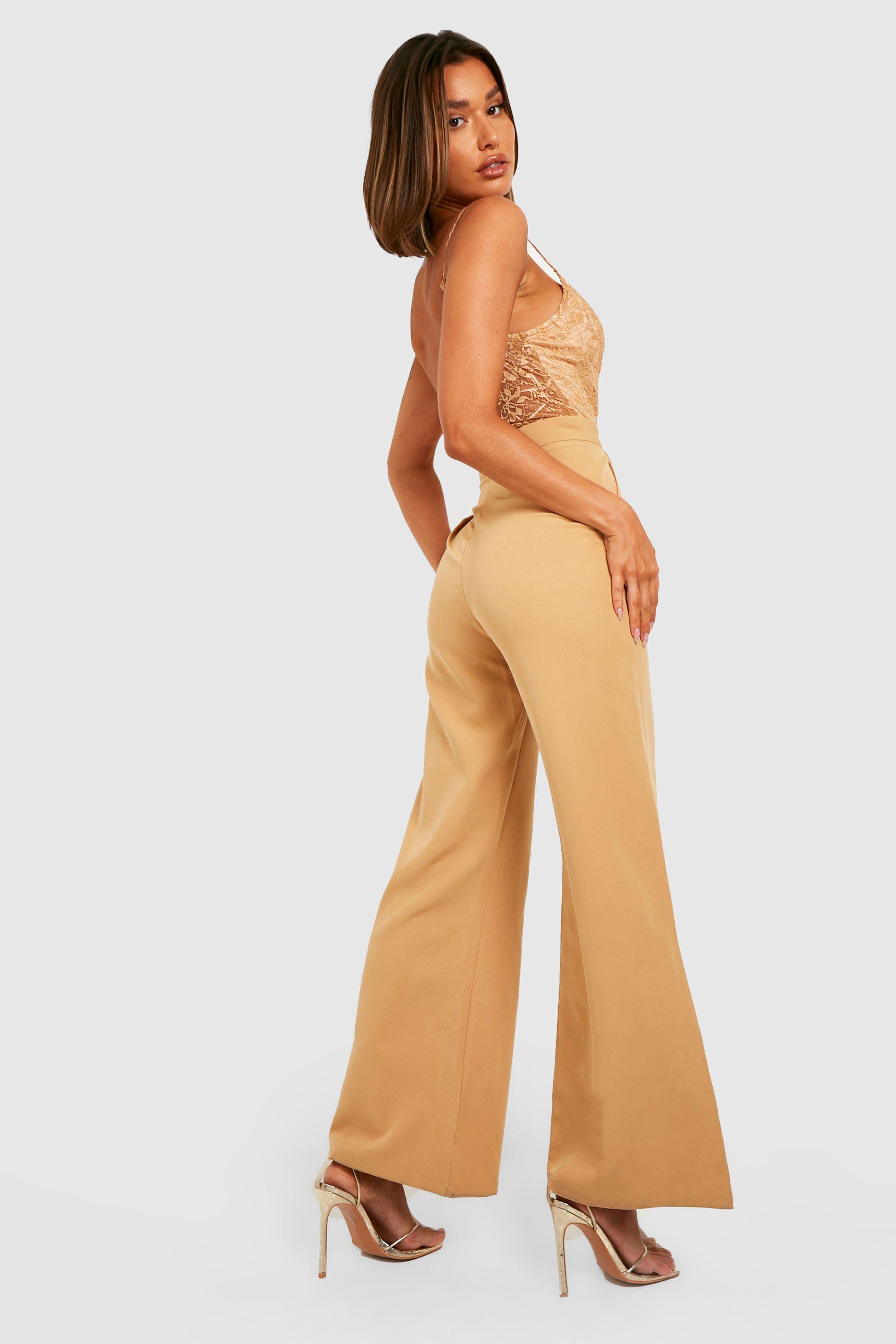 Missguided Maternity wide leg jumpsuit with short sleeve in camel
