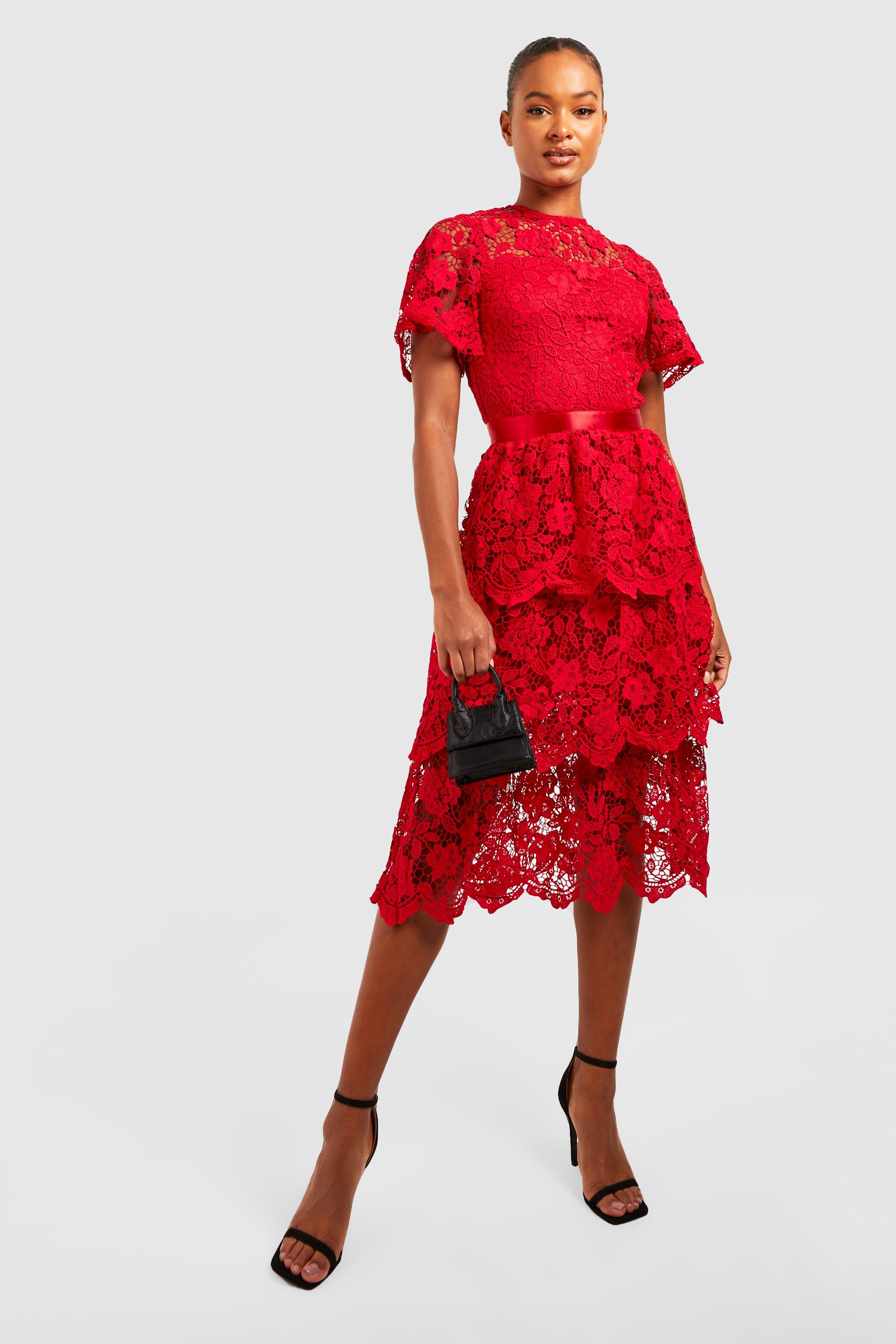 Lace tiered sale midi dress