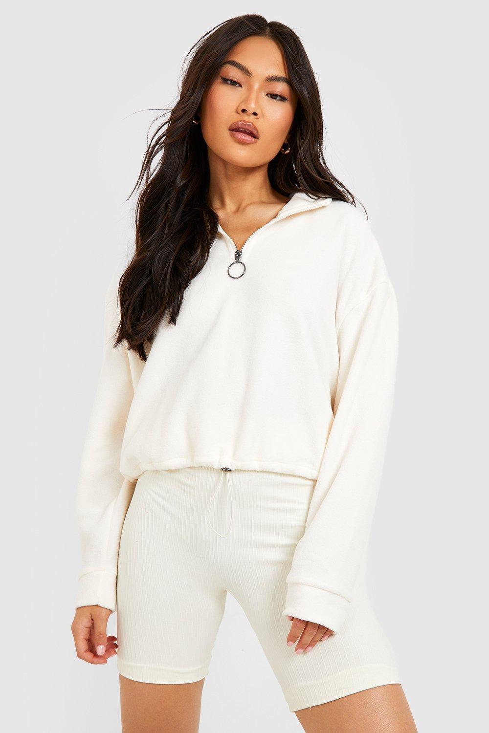 boohoo Polar Fleece Half Zip Sweat | Debenhams