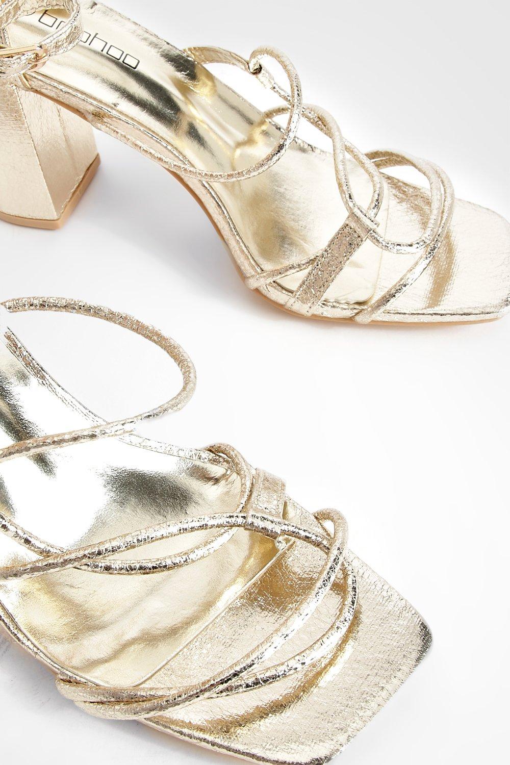 Gold low clearance heel sandal