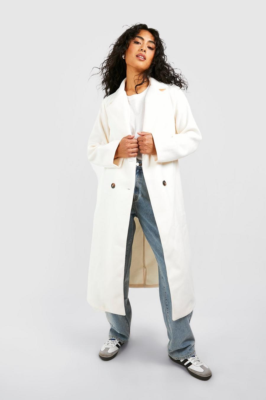 Zweireihiger langer Mantel, Cream image number 1
