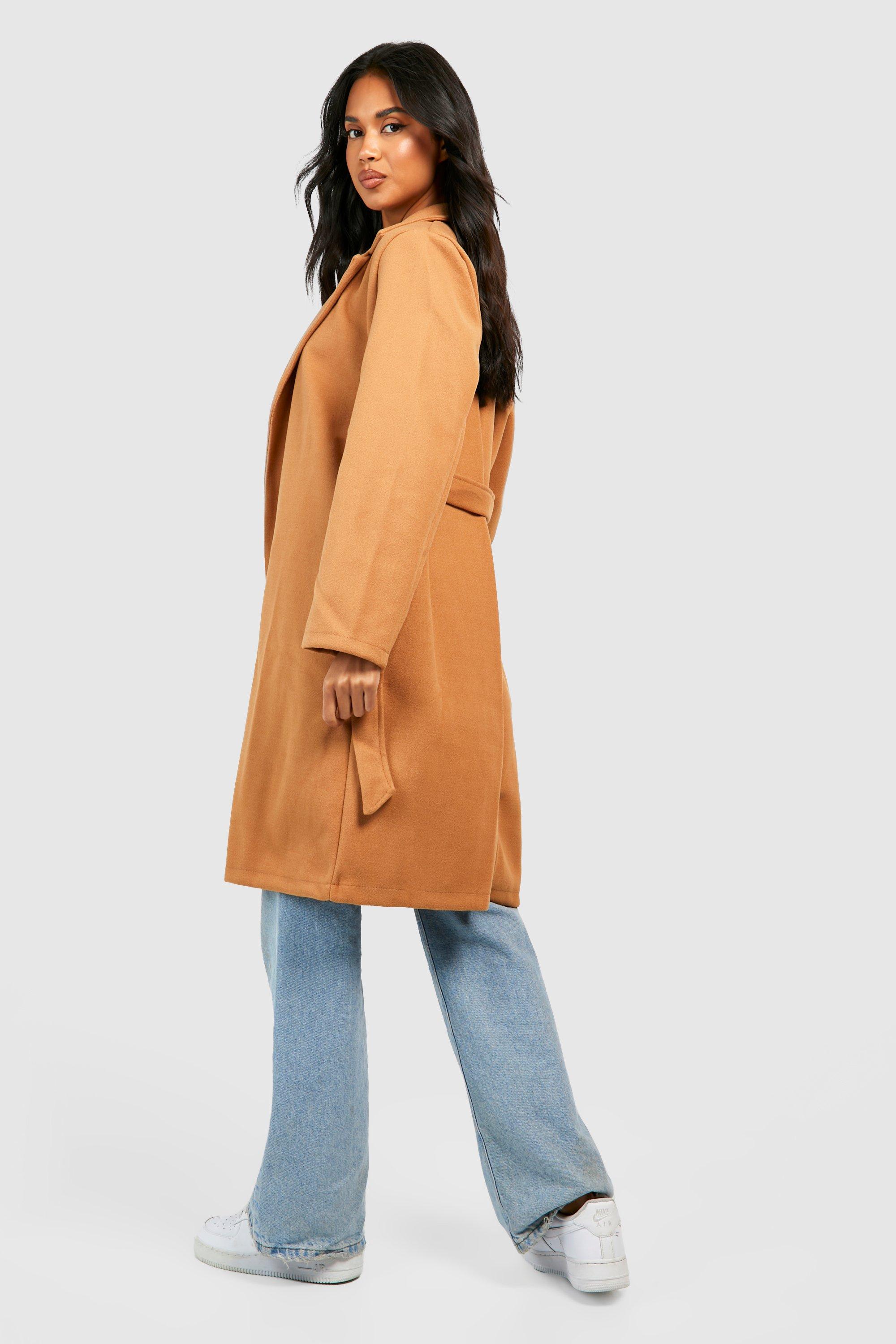 Boohoo wool look on sale coat in camel