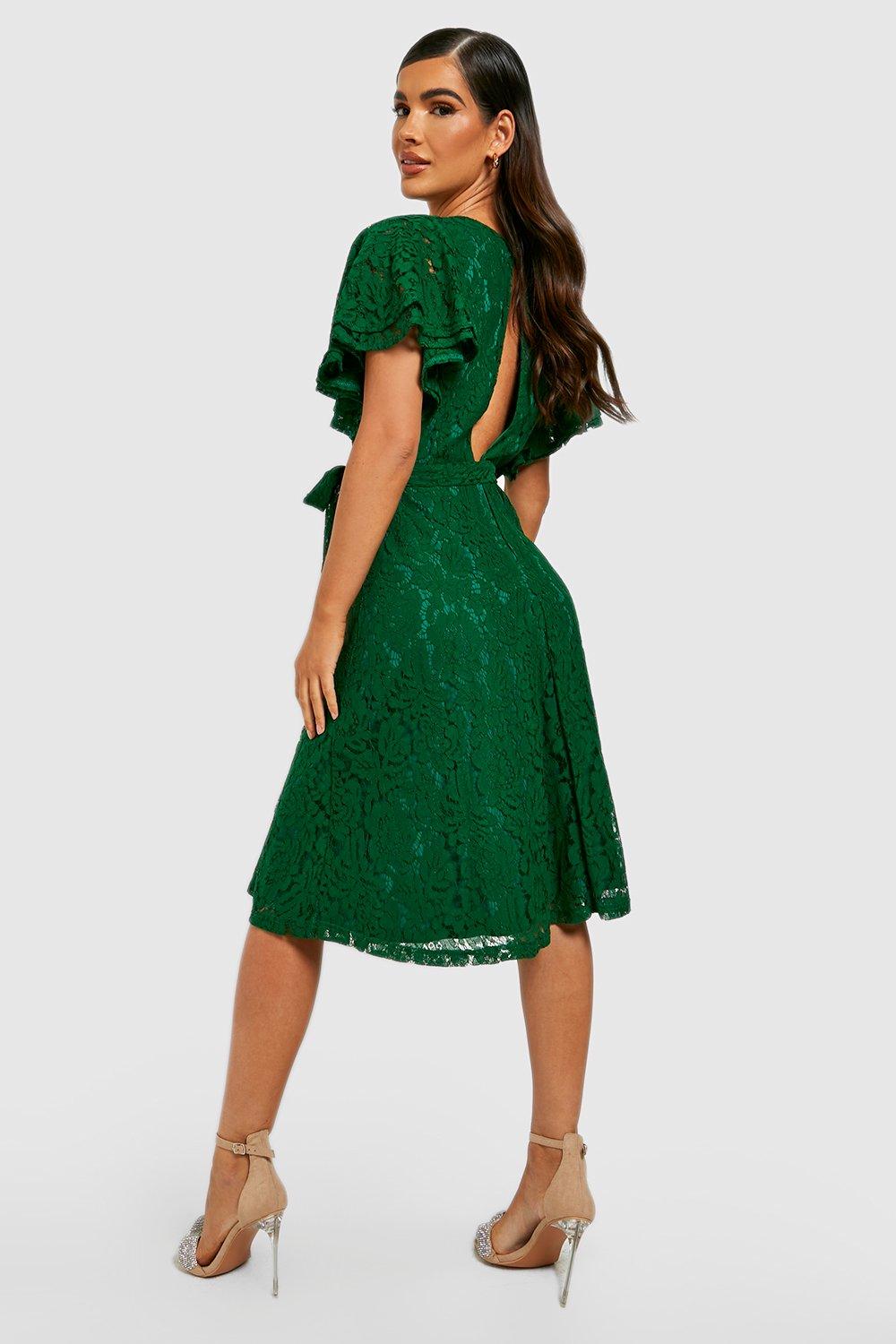 Lace Angel Sleeve Midi Dress boohoo