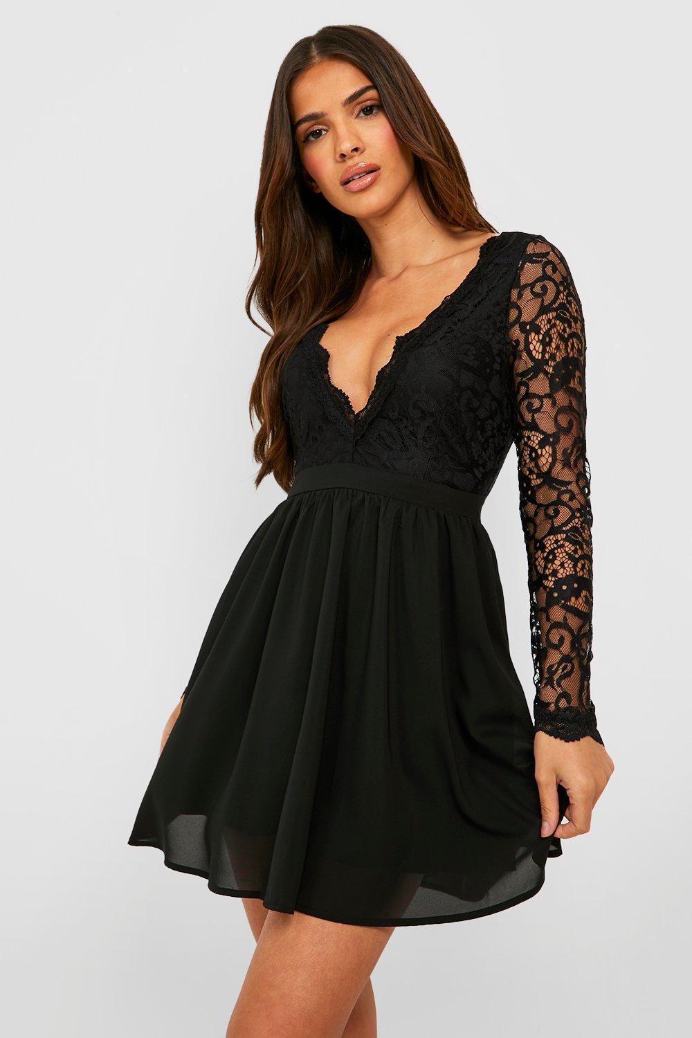 Black skater 2025 dress lace