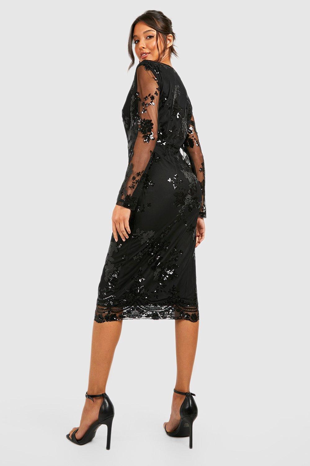 Boohoo boutique sequin outlet & mesh maxi dress