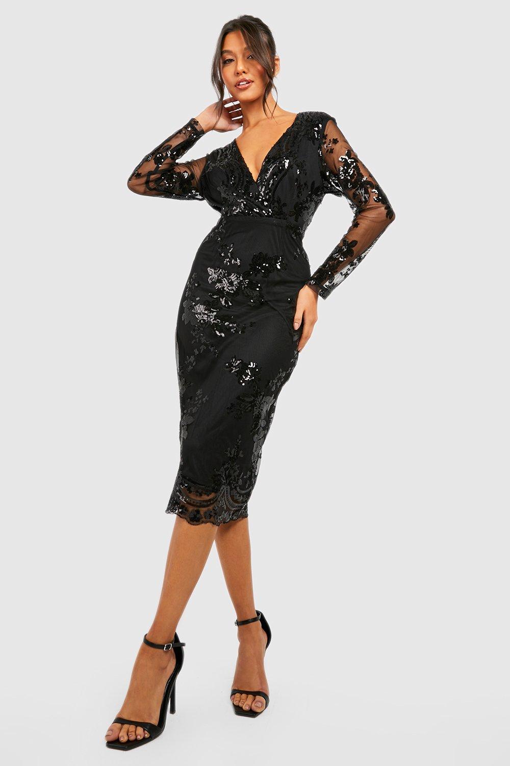 Boutique sequin and mesh hotsell midi dress