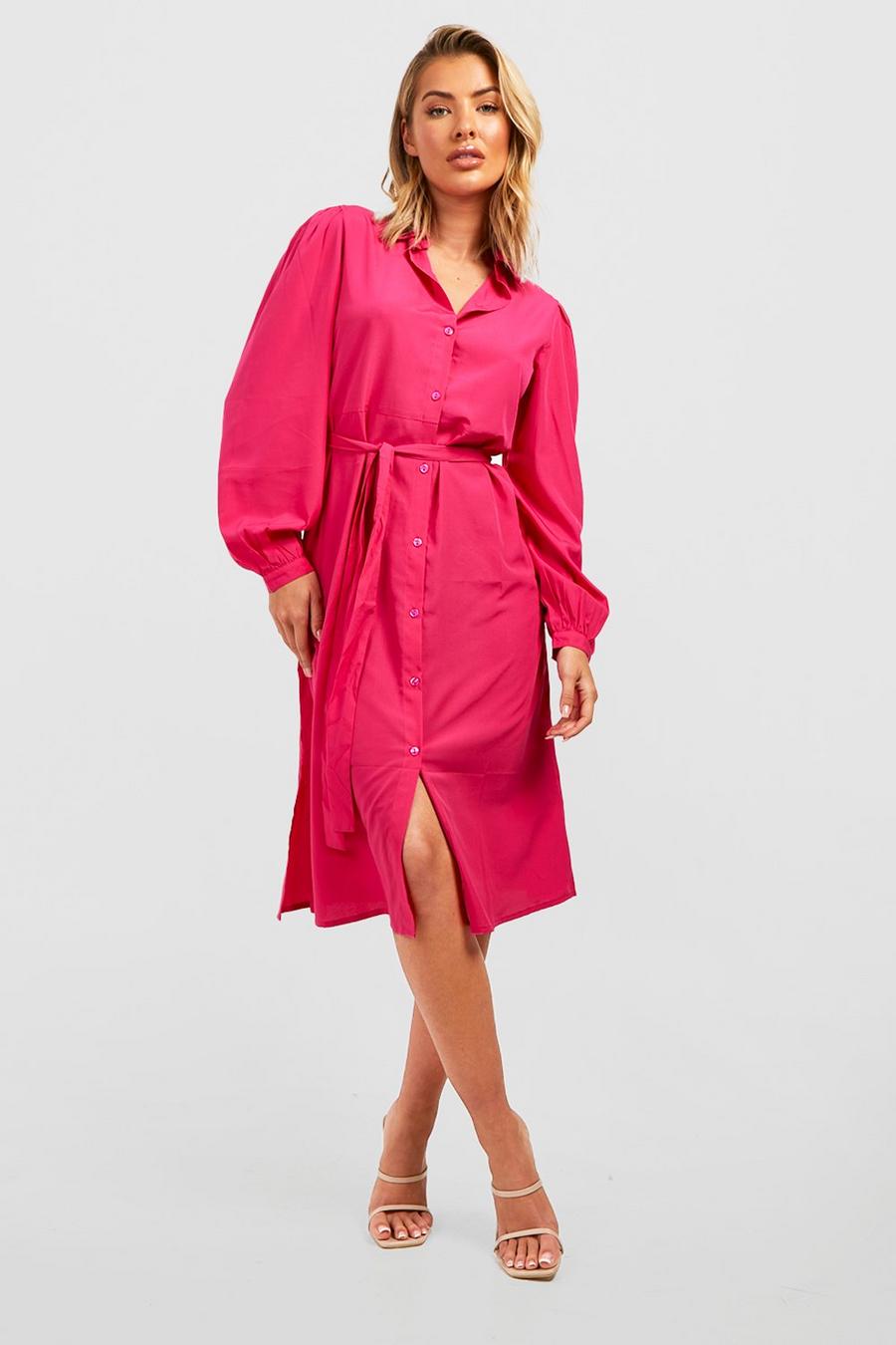 Hot pink The Midi Shirt Dress image number 1