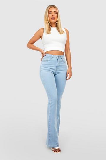 Light Brown Mid Rise Butt Shaping Flared Jeans