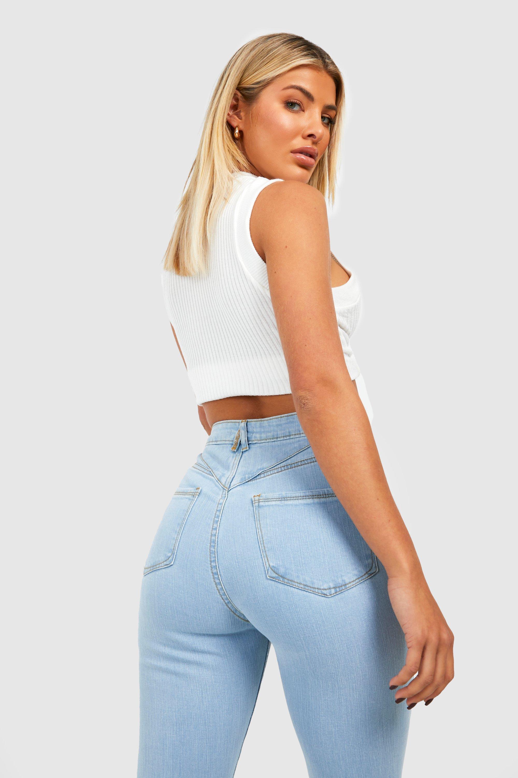 Mid Rise Butt Shaping Flared Jeans