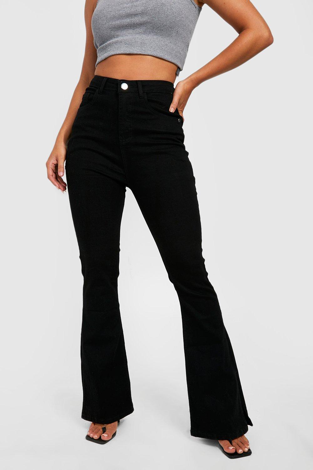 Women's High Waisted Butt Shaping Skinny Split Hem Flared Jeans