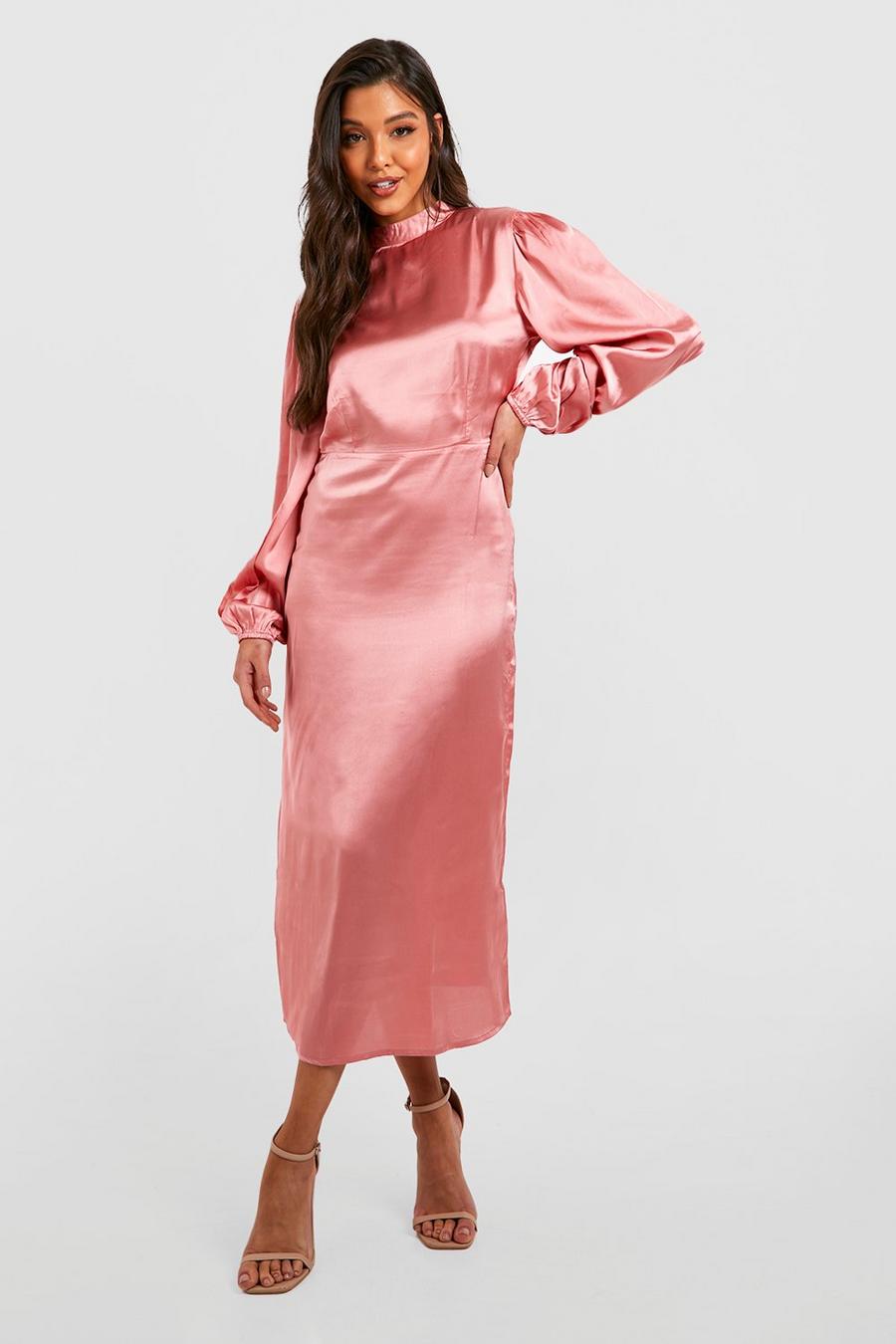 Rose pink The Satin Open Back Midaxi Dress