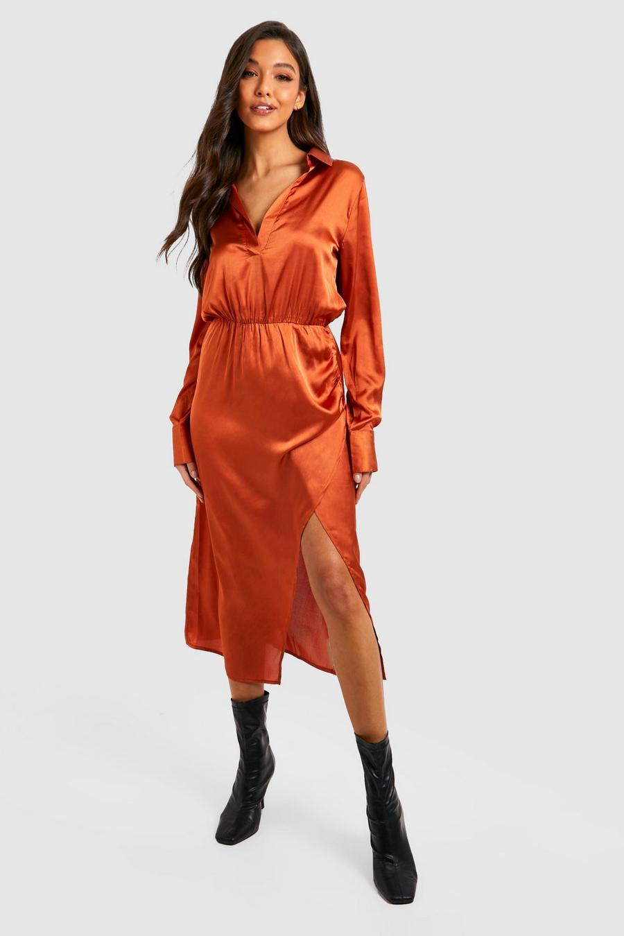 Rust orange The Satin Midaxi Dress