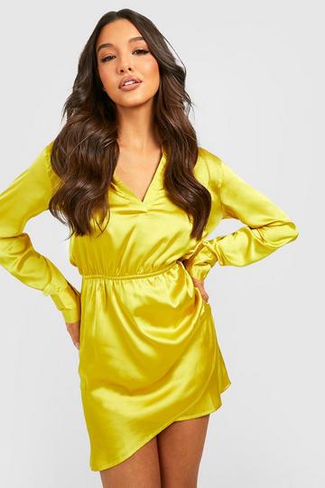 The Satin Mini Dress chartreuse