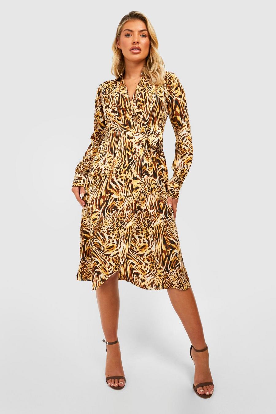 Women's The Printed Midi Wrap Dress | Boohoo UK