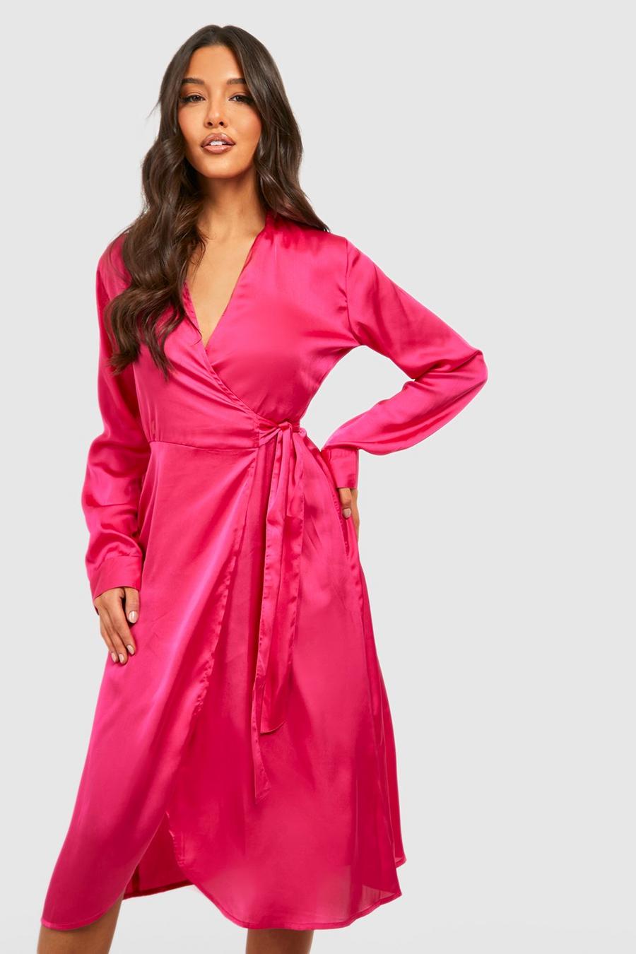 Hot pink The Midi Wrap Dress image number 1