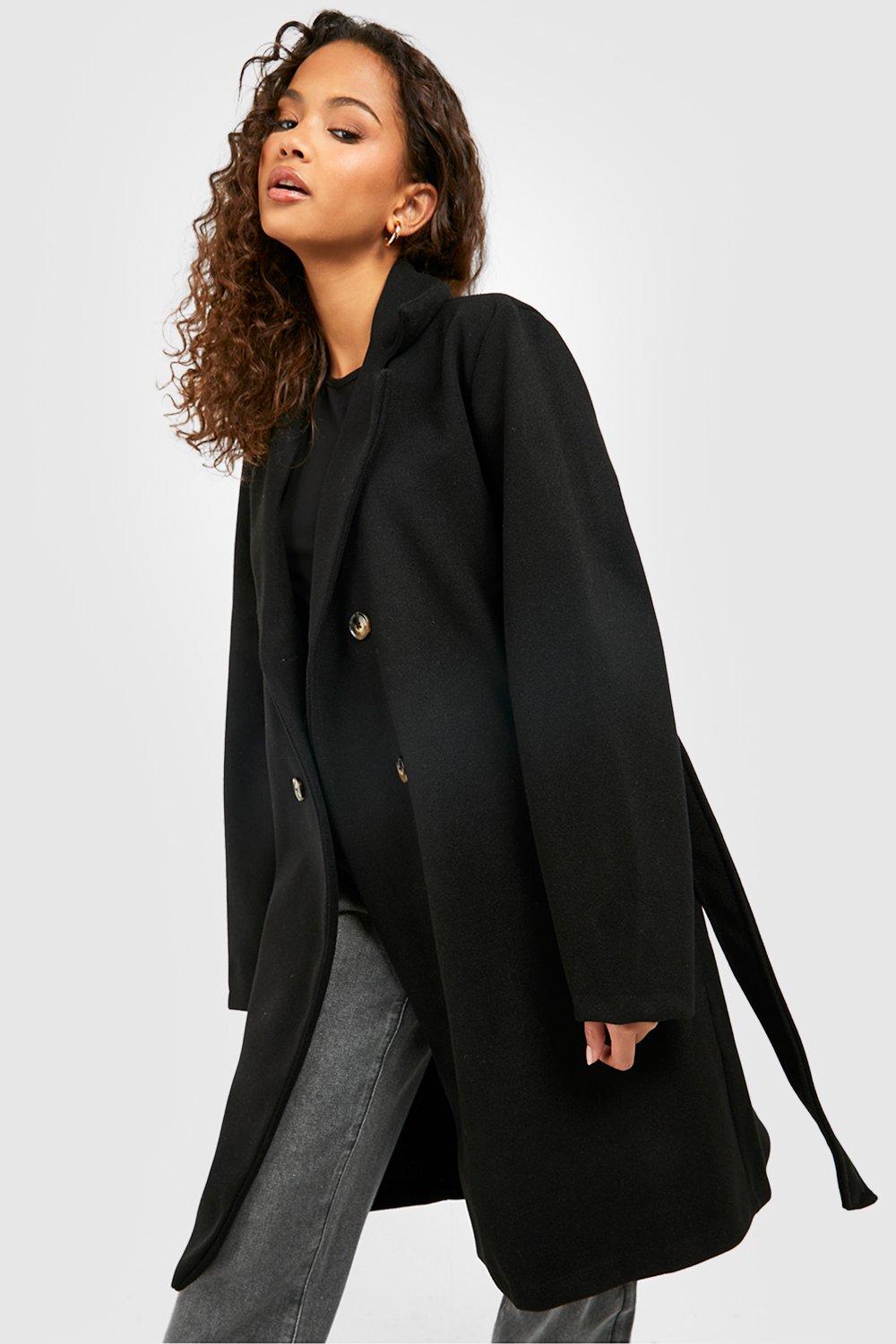 Smart black cheap wool coat womens